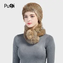 Pudi SF724 женщин реальный Рекс кролик меховые шапки и шарфы наборы новый бренд 2017 натуральная меховая шапка шарф наборы 3 вида цветов зимние