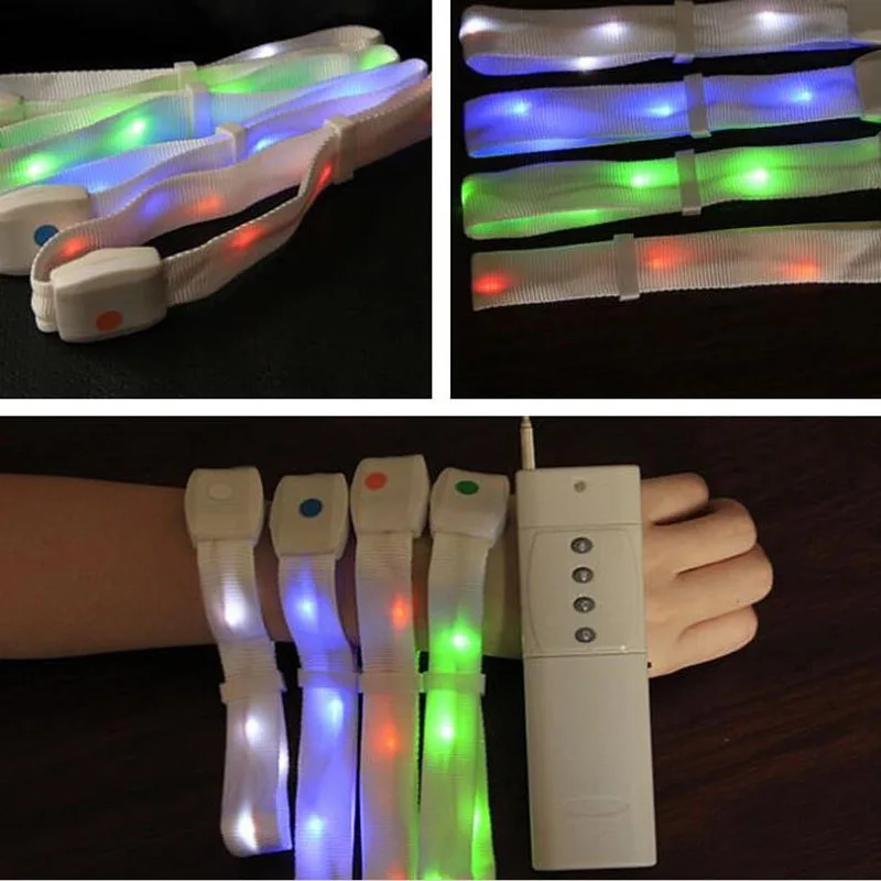 5pcs/lot Flashing Led Bracelet Remote Control Illuminated Nylon Bangles
