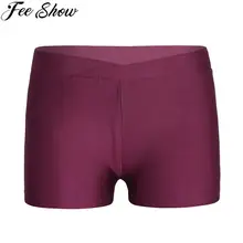 FEESHOW/ летние детские Шорты повседневные эластичные штаны с поясом для девочек, спортивные гимнастические трико, балетная танцевальная одежда, короткие штаны