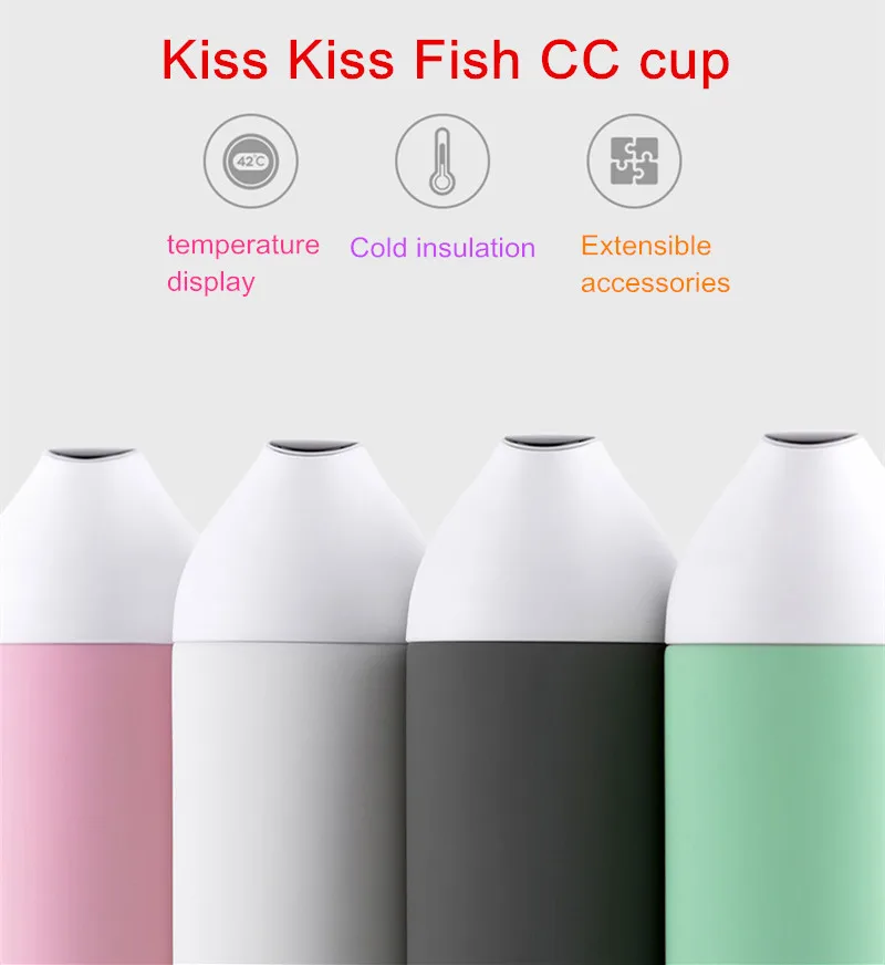 Xiaomi Kiss Kiss Fish 525ml Function Tea Nutrition Cup Cook Egg Oled Temperature Screen Vacuum Smart Cup For Xiaomi Smart Home