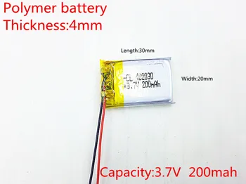 

3.7V 200mAh 402030 Lithium Polymer Li-Po li ion Rechargeable Battery cells For Mp3 MP4 MP5 GPS PSP mobile bluetooth