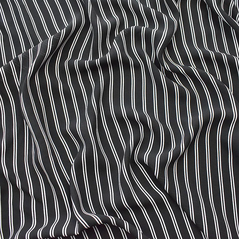 Новая утолщенная рами шифоновая ткань весна и лето печатная ткань классический черный фон двойной белый непрозрачный