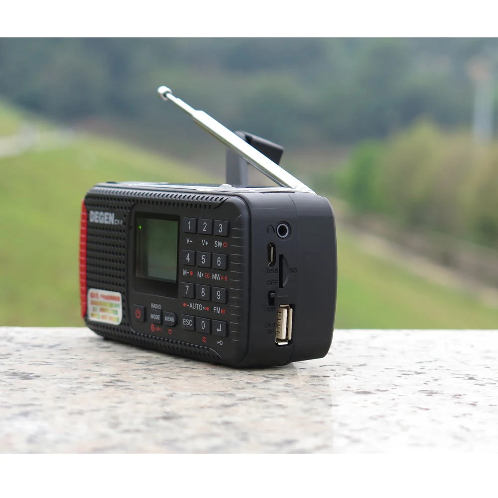 DEGEN CY-1 аварийное радио FM/MW/SW Динамо Солнечный будильник коротковолновое радио lcd/SOS/Bluetooth/MP3/рекордер портативное радио