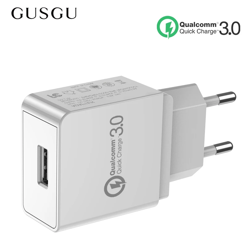 GUSGU Быстрая зарядка QC 3,0 быстрое USB зарядное устройство для телефона адаптер настенное зарядное устройство ЕС для iPhone samsung телефон USB адаптер