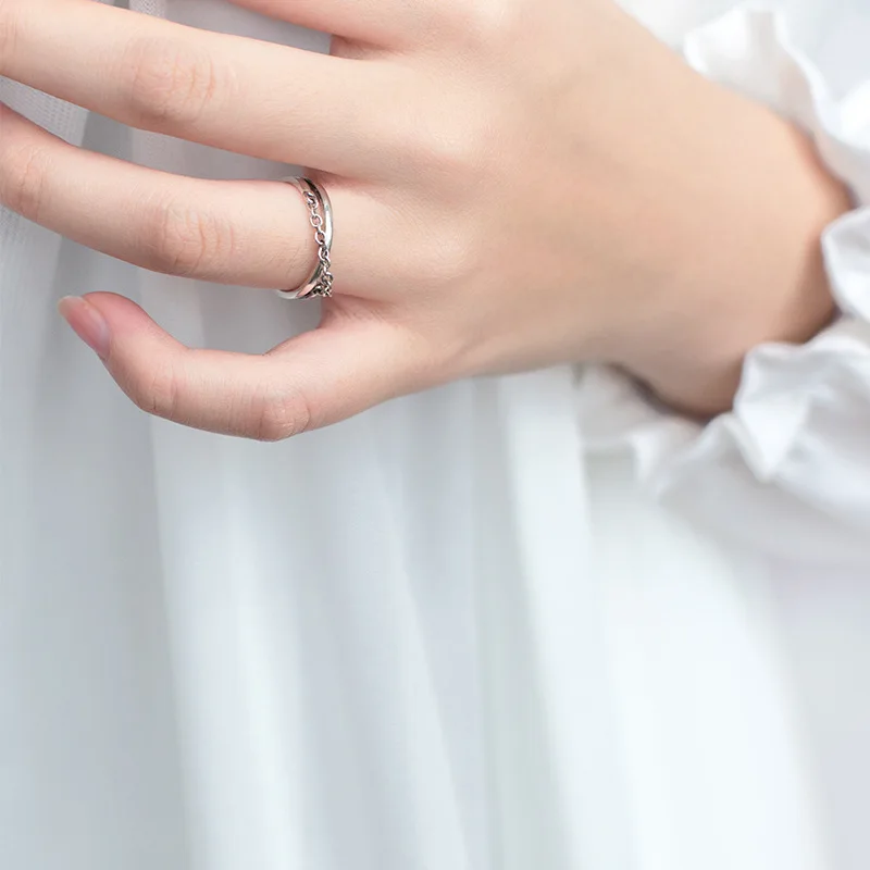 Романтическое 925 пробы Серебряное Двухслойное Открытое кольцо с замком вашей любви для женщин S925 изменяемые размеры обручальные кольца