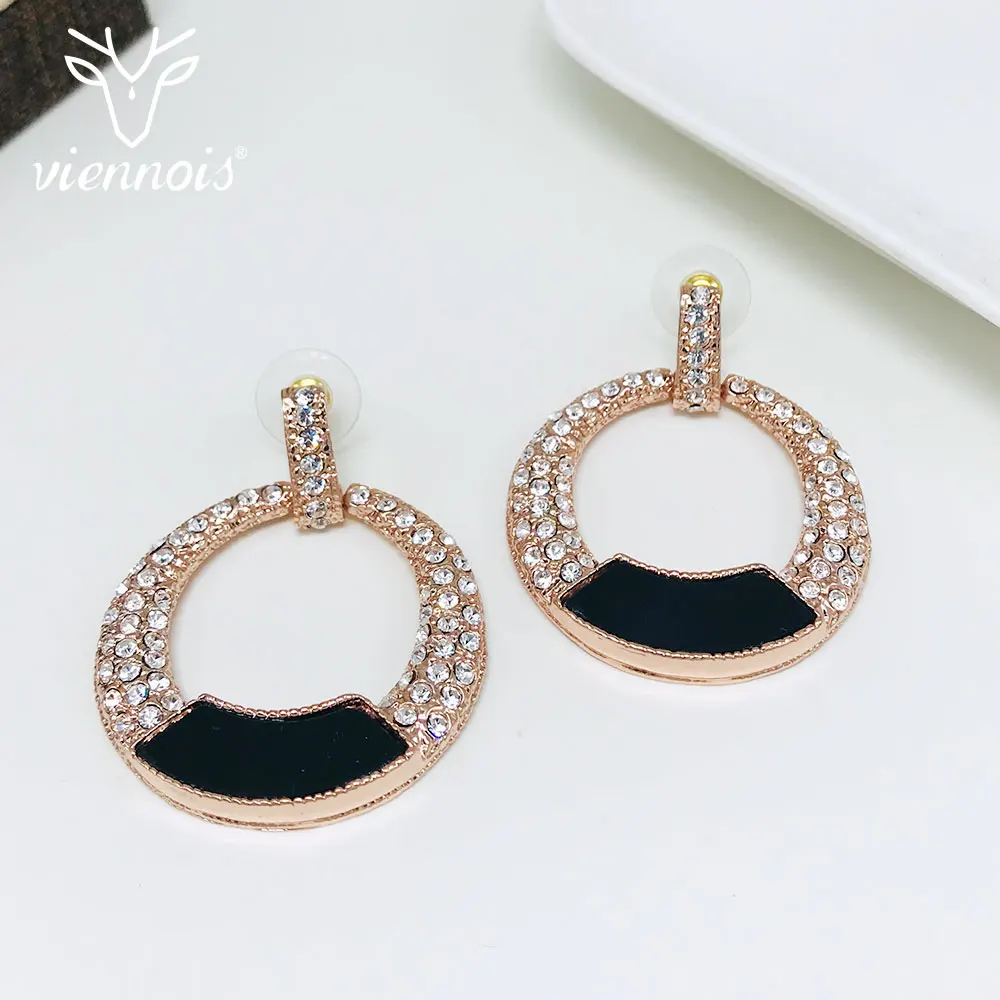 Viennois модные большие круглые черные/розовые золотые Цветные Висячие серьги для