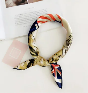 50x50 квадратный шарф, повязка для волос, для деловых женщин, вечерние, элегантные, маленькие, винтажные, обтягивающие, Ретро стиль, на шею, Шелковый атласный шарф, подарок - Цвет: Style 33