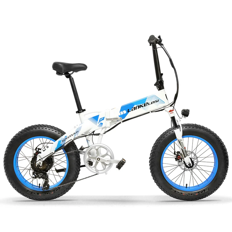 X2000 20 × 4,0 дюймов с большими колесами 48 в 500 Вт 12.8AH 7 скоростных шин из алюминиевого сплава рама электрический велосипед складной для пляжа/снега E-Bike - Цвет: Синий