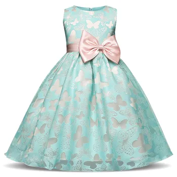 

Baby Blue Dresses for Girl Butterfly Tutu Dresses Kids Summer Vestido with Bow for 4T Girls Princess Party Birthday Ball Gown