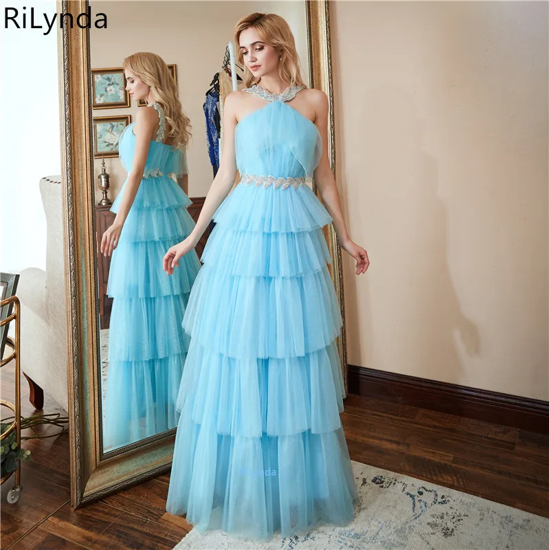 New Arrival Long Prom Dresses Luxury Beaded Top Tank Sleeveless Crystals Satin Formal Evening Dress Party Gown Custom