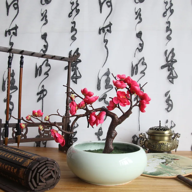 Flone Artificial Plum Blossom Silk Plant Flower Branch Fake Flowers Wedding Home Offic Garden Craft Decoration Supplies (16)