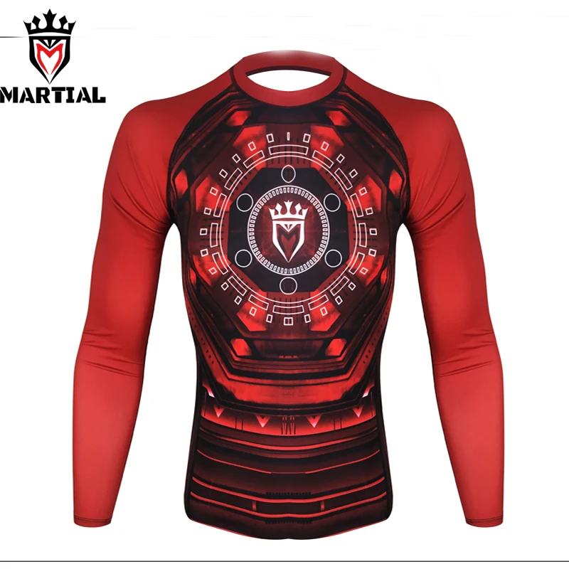 Martial mma boxing jersey MMA rashguard running shirt men long sleev compression shirts gym t