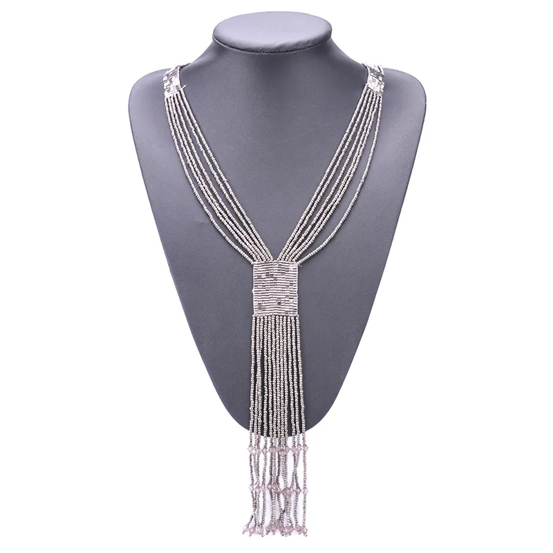Naomy& ZP Длинное Макси-ожерелье с кисточками для женщин, этническое богемное большое ожерелье с подвеской из бисера, ожерелье в стиле бохо, модное ювелирное изделие