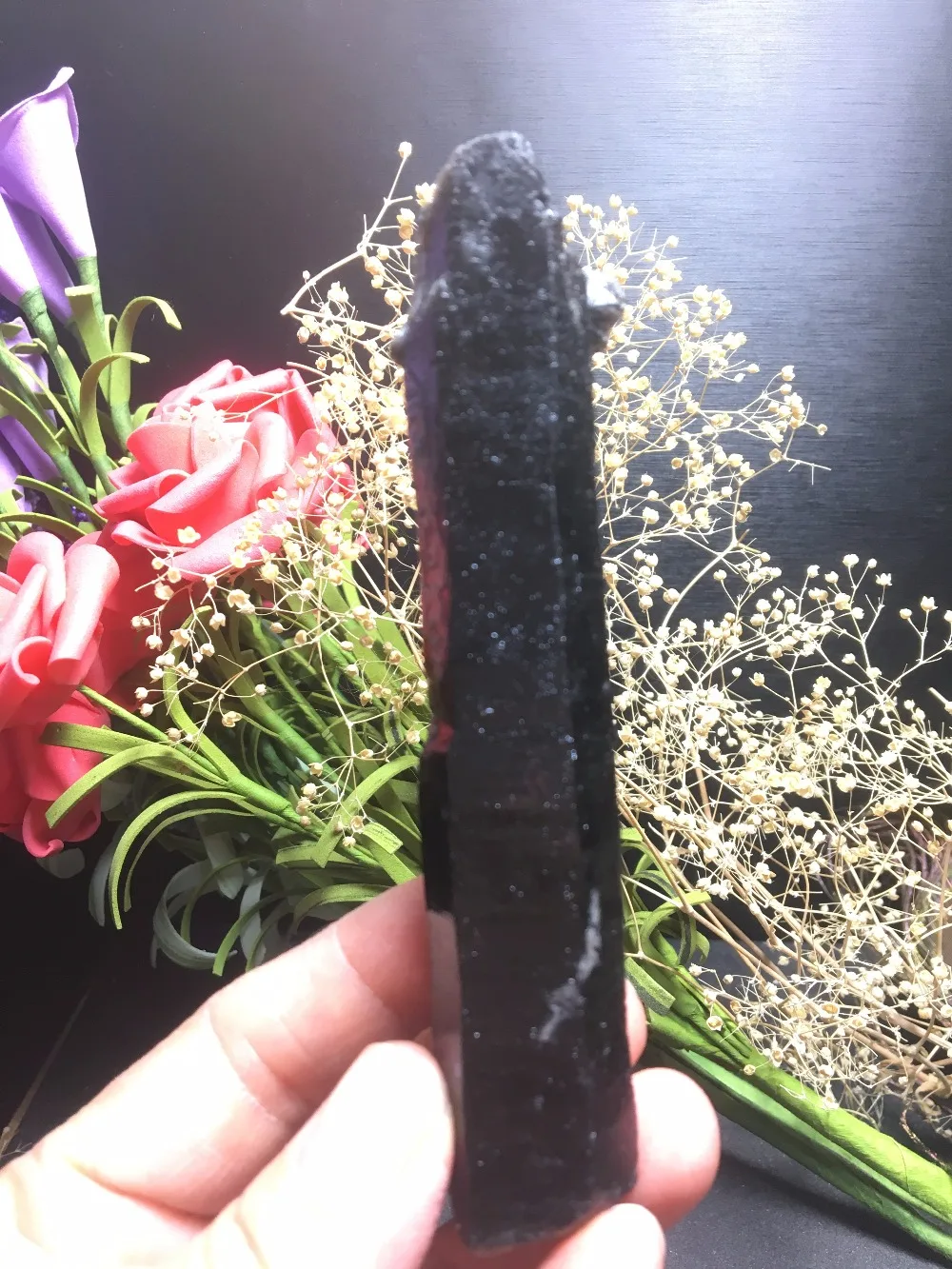 

87g natural black crystal original stone pillars gift