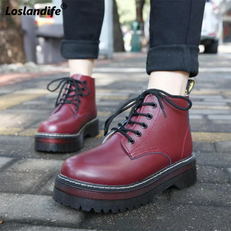 

2019 Women Boots High Quality Platform Winter Warm Motorcycle Boot Women snow Booties Women's Punk Ankle Boots female Shoes