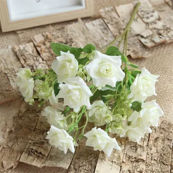 

8Pcs Fake Curling Rose Bunch 13.39" Length Simulation Multi-headed Roses for Wedding Home Decorative Artificial Flowers