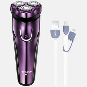 

Flyco 3D Triple Floating Blade Washable Men Shaving Machine Soin Barbe Homme Soin Pour Barbe Depilador 2 in 1 USB Cable FS372-G
