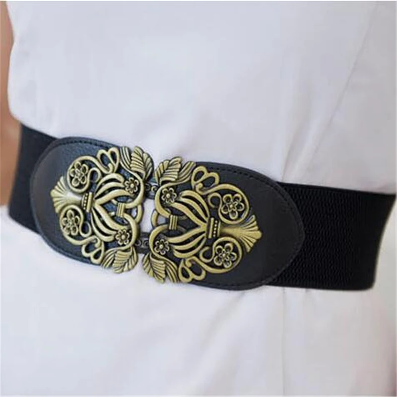 JXQBSYDK брендовые ремни красивый цветочный узор пряжка модные ремни для женщин 6 см широкий эластичный пояс женский корсет ремни