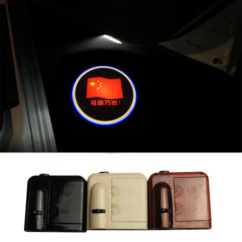 2X Universal LED Projector Door Shadow Logo Light Welcome Lamps Wireless Courtesy Lights Kit Magnet Sensor
