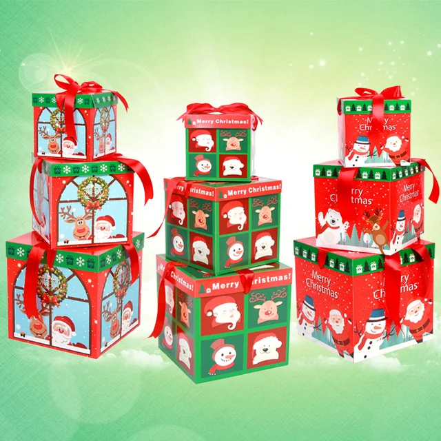 Hot Selling Newest 2019 Christmas Gift Box Christmas Shopping Mall Window Scene Decoration