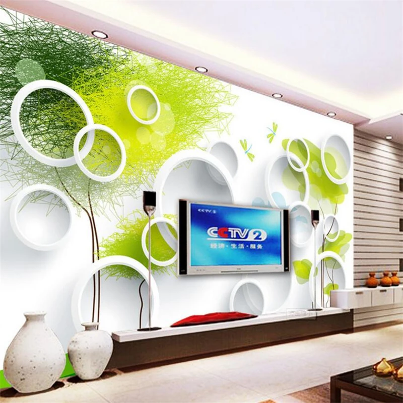 Beibehang 3D wallpapers classic three-dimensional abstract tree circle living room bedroom TV background mural wallpaper 3 d |