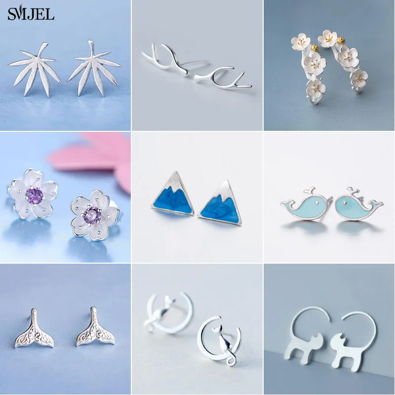 

SMJEL Tiny Cat Tail Stud Earrings for Kids Women Trendy Earings Fashion Jewelry Pendients 2019 New Crystal Flower Charm Earring