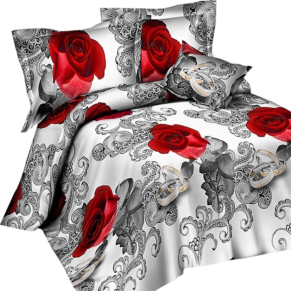 Urijk 3/комплект одежды из 4 предметов, Новая красивая 3D, с цветочным принтом «розы» Праздник узор Постельное белье простыни пододеяльник, простынь, наволочки - Цвет: 13