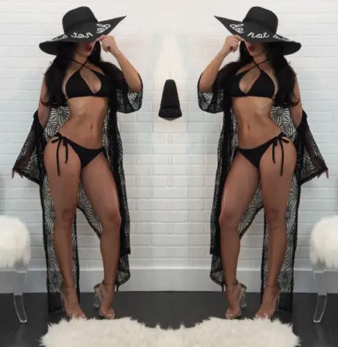 

2017 Women Beach Swimwear Cover-Ups Cardigan Bikini Swimwear Cover Up Maxi Dress Short Sleeves Black
