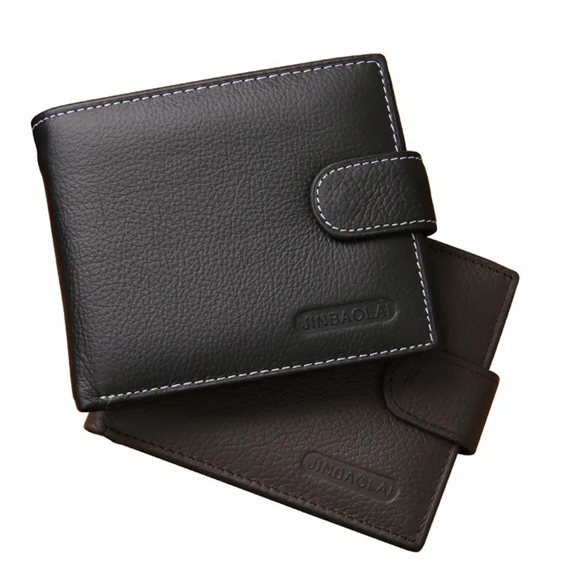 

100% Genuine Leather Wallet Men Short Wallet Bifold Purse Card Holder Coin Pocket Male Brand Casual Wallets Masculinas