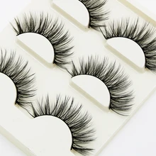 YOKPN 3 пары мягкие натуральные длинные ресницы крест грязный толстый хлопковый стебель 3d накладные ресницы сценический банкет Макияж Поддельные ресницы