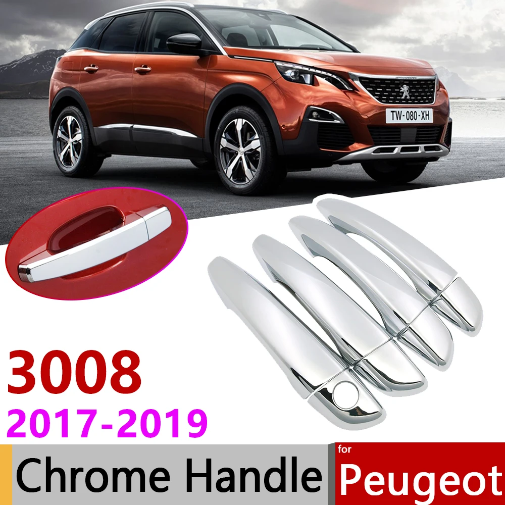 Для Peugeot 3008 MK2 2017 ~ 2019 Роскошная хромированная крышка внешней двери автомобильные