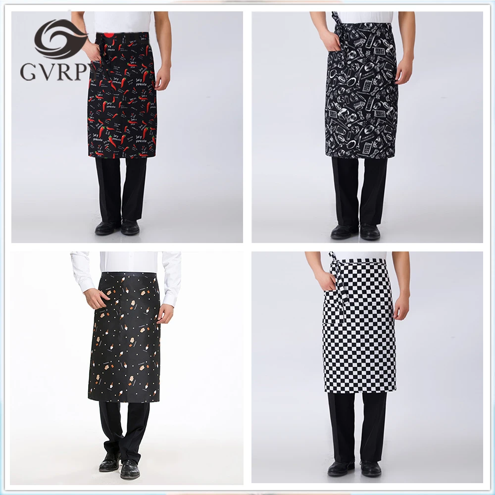 

9 Colors 2018 Hot Sale Chef Aprons Classic Print High Quality Kitchen Hotel Coffee Shop Bakery Chef Waiter Cook Work Wear Aprons