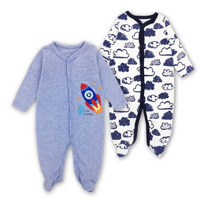 Для маленьких мальчиков комбинезон для сна с мультипликационным принтом дракон детские комбинезоны с печатью спортивный костюм для новорожденных; хлопковые пижамы с длинными рукавами для детей 0-12 месяцев, комбинезон, детская одежда