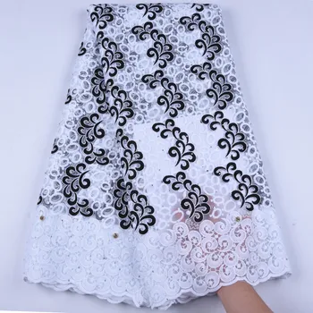 

Black+White African Lace Fabrics 2019 High Quality Lace Nigerian Tulle Lace Fabric Bride Milk Silk French Net Lace Fabric 1630