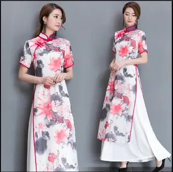 

Summer Cheongsam dress Retro Vietnam ao dai Plus size cheongsam