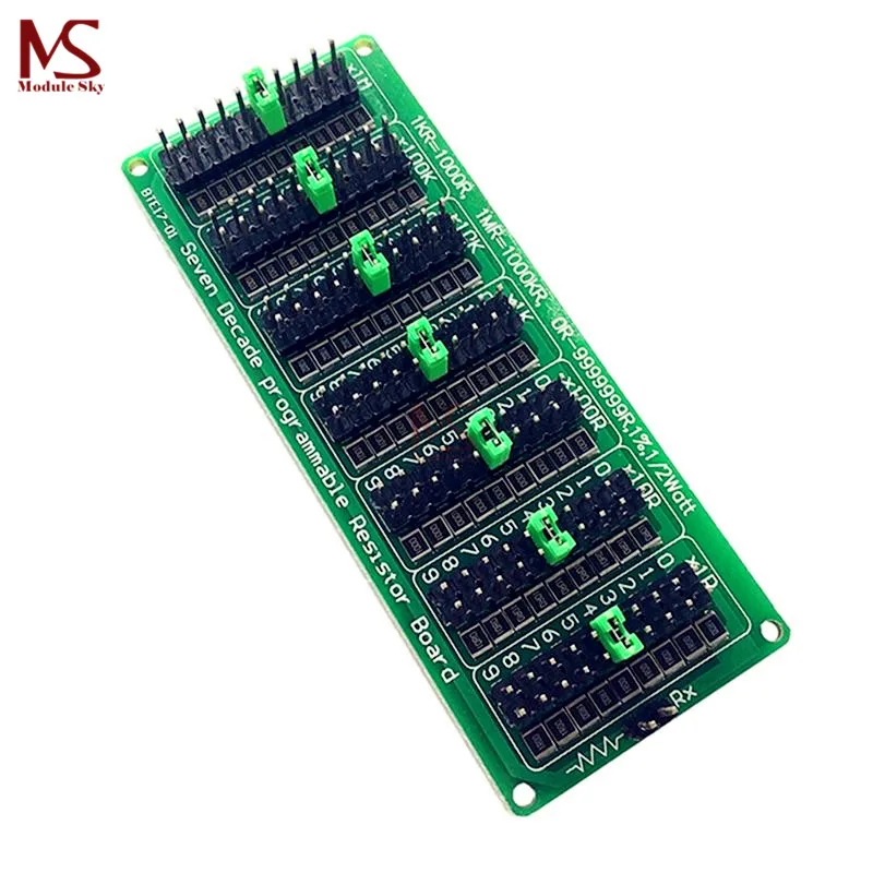 

1R - 9999999R Seven Decade Programmable Resistor Board, Step 1R, 1%, 1/2 Watt. adjustable resistor slide resistor