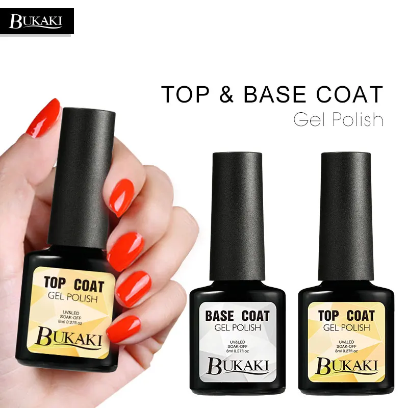 

BUKAKI Tempered Enhance Base Coat Matte Top Coat No Wipe Soak Off Long Lasting Coat Gel Polish UV Gel Nail Lacquer