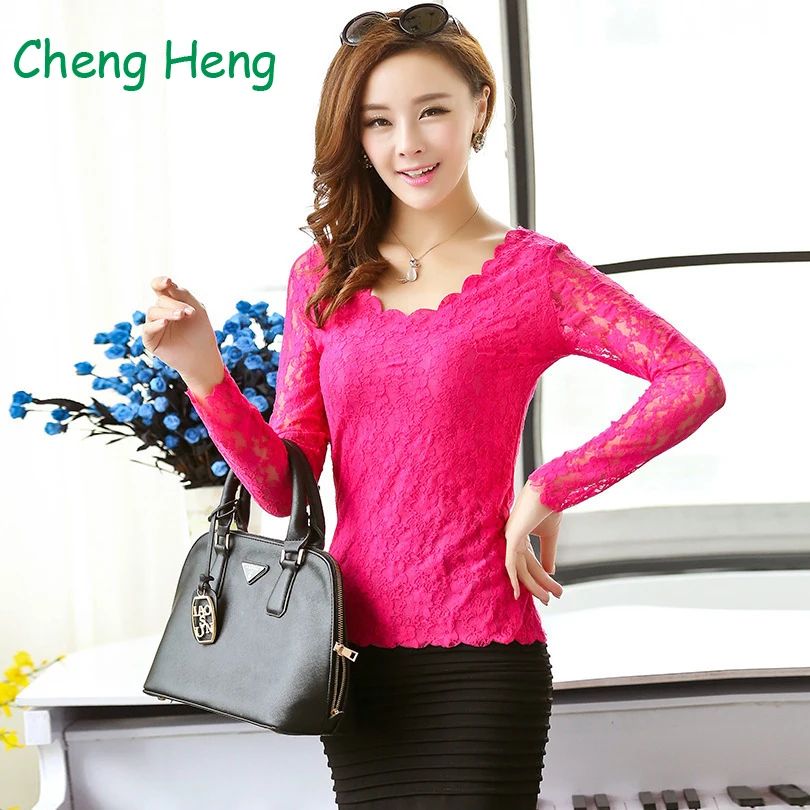 

Fashion New Double Lace Mesh Casual Women's Summer Blouse Spring Autumn Shirts Female Blusas Roupas Femininas Long sleeve Blouse