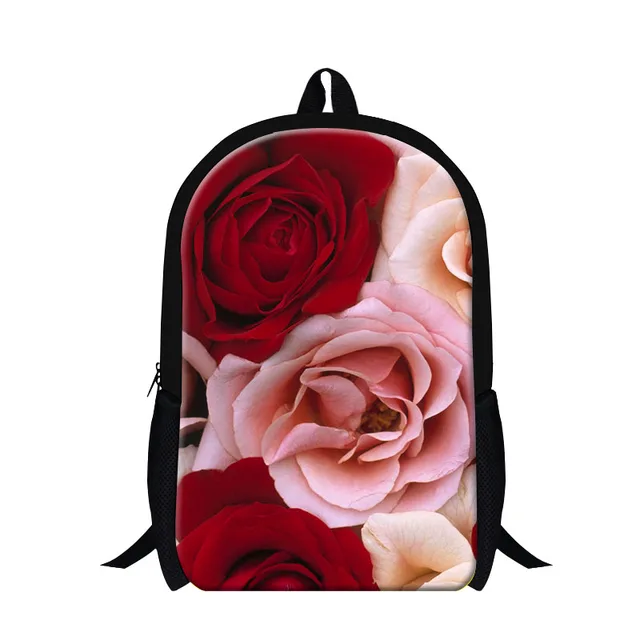 2016 Designer School Backpack Rose Flower Print Women Casual Double