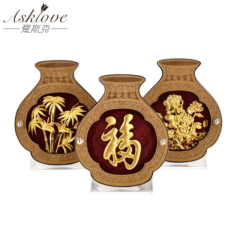 

Asklove feng shui Car Ornaments Gold foil Decorative crafts Lucky blessing Gold foil gifts Home office Car desktop Decoration