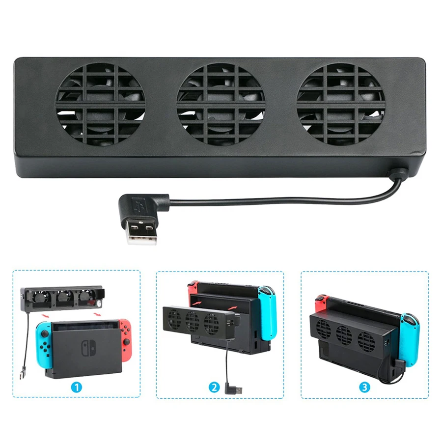 3 External USB Cooling Fans for Nintend Switch Docking Station Fans with Adjustable Speed Controll for NS Original Dock