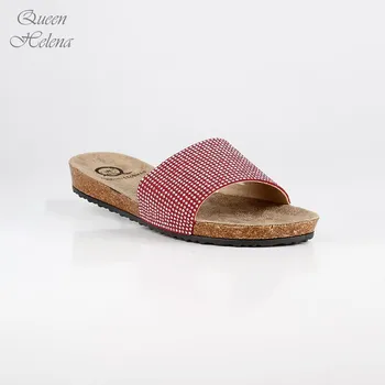 

Queen Helena Slippers comfortable rhinestone-Red