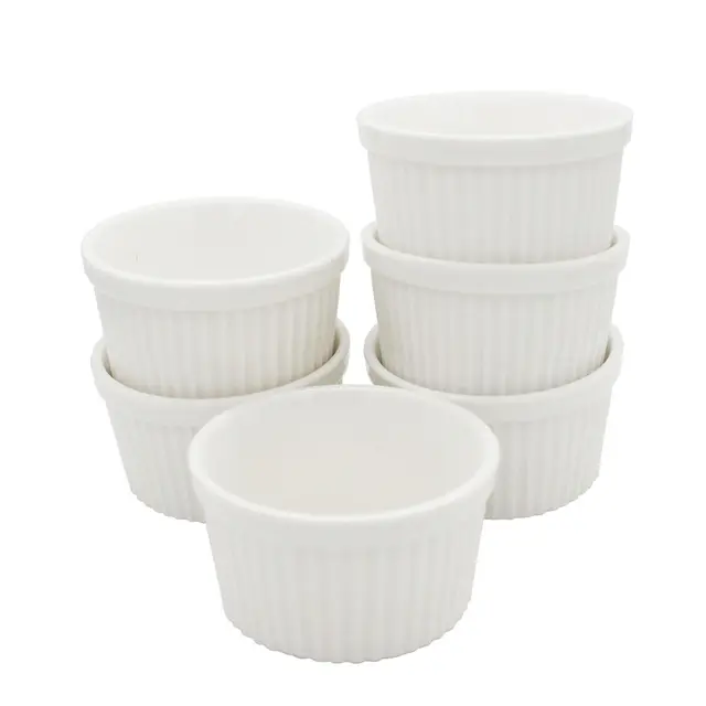 4oz/120ml Ceramic Ramekins Porcelain Souffle Cup Pack of 6in Cake