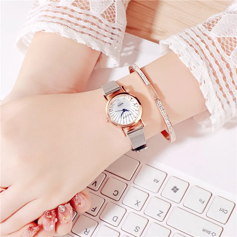 

Fashion Silver Mesh Quartz Watch Women Casual Metal Stainless Steel Female Dress Watches Wrist Clock Relogio Feminino Gift Clock