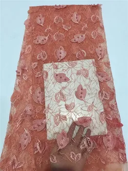 

Nigerian Lace Fabrics in beads Dress Material paillette green beads fabric 2019 high quality African sequin mesh fabric pink