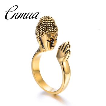 

High Quality Titanium Steel And Peace Buddha Head Ring Buddhism For Peace And Pray For Lucky Ring Opening Adjustable Ring