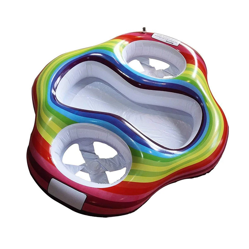 

Inflatable Twin Baby Double Swim Float Seat Water Fun Toys Rianbow Children Swim Circle Inflatable Safety Swimming Ring