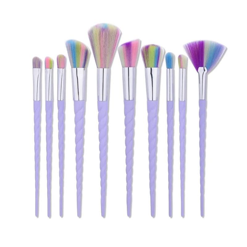 

Hot 7/10 pcs Unicorn Brush Foundation Makeup Tools Spiral Thread Diamond Eyebrow Eyeliner Lip Brushes Highlighter Kwasten Brush