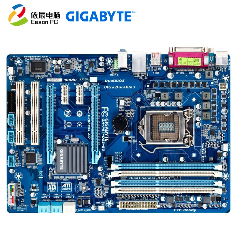 GIGABYTE GA P67 DS3 B3 материнская плата для настольного компьютера LGA1155 DDR3 i3 i5 i7