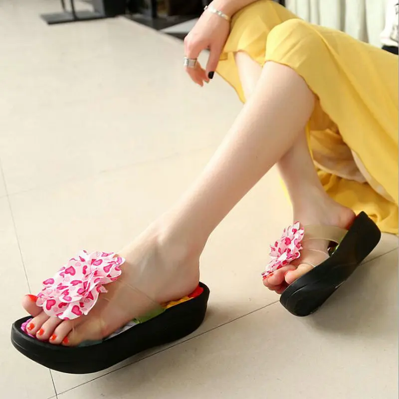 Summer Sandals Wedges Flip Flops Platform Slippers Shoes slippers sandalia New Women Sandals Fashion Flower shoes MM-92